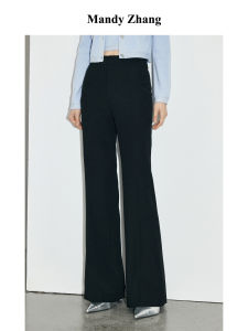 Minimalist High-end Black Summer Tapered Flare Trousers