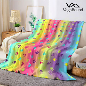 Rainbow Spiral Gradient Flannel Blanket Warm Soft Halloween Christmas Decorative Couch Warm Cozy All-Season Gift