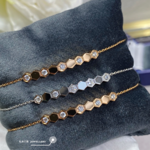 Rose Gold Honeycomb Bracelet Womens Platinum Pure Silver Beehive Smiley Bracelet Smile Embedded Diamond Gift High-End Trendy