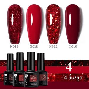 UR SUGAR 3/4 ชิ้น/เซ็ต 7.5ML Nude สีชมพูเจลเล็บ DIY เล็บกึ่งถาวร Soak Off LED UV Gel ออกแบบเล็บชุดอุปกรณ์