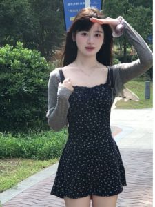 BINKAFENNY | Retro Artistic Floral Print Halter Dress Womens Early Autumn Slimming Waist High Waist Short Skirt Beautiful Sleeveless Korean Style