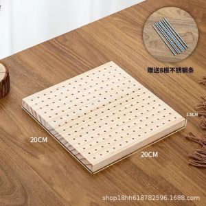 20*20CM DIY Crochet Blocking Boards Wooden Square Knitting Blocking Mat with Stainless Steel Rod Weave Accessory Knitting Board