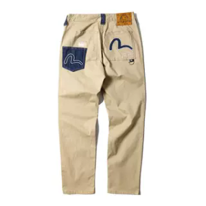 Japanese Style Casual Pants Elastic Weave Denim Trimmed Tag Slim Fit Vintage Small Straight Leg Trousers for Teenagers