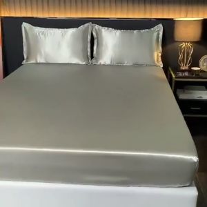 Silk Satin Bedsheet Full Garterized Smooth & Silky Bedsheet Cooling & Soft Fitted Mattress Protectors and Silky Pillowcase