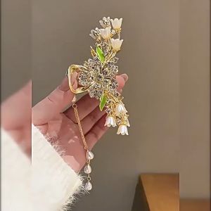 Jepit Rambut Elegan Wanita Korea Rumbai Mutiara Bunga Hiasan Rambut Jepitan Jedai Vintage HS JPT30