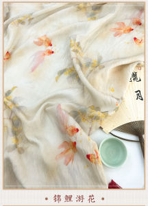 ผ้าลินินเทนเซลสำหรับฤดูร้อนผ้าลินินบางลายภูมิทัศน์ดอกต้นไผ่เสื้อ TJ22248ผ้าตัดเย็บเสื้อผ้า