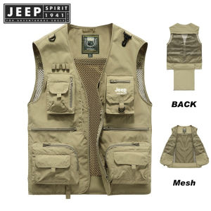 เสื้อกั๊ก Jeep 1941เอสเทจสำหรับผู้ชายเสื้อกั๊กตกปลาทรงหลวมมีกระเป๋าหลายใบเสื้อกั๊กเครื่องมือเสื้อกล้ามกีฬาใช้งานกลางแจ้ง