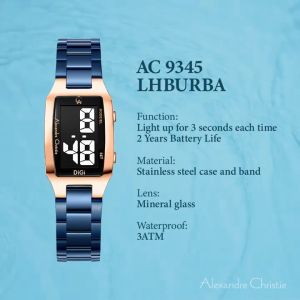 BISA COD - Jam Tangan Wanita AC 9345 Garansi Resmi 1 Tahun - Strap Rantai Stainless Steel
