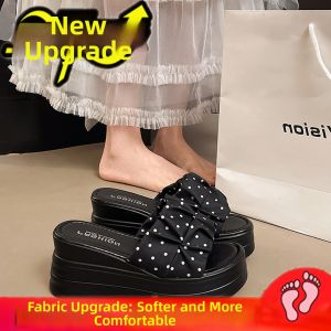 DIANCHA | Dot Pattern Wrinkled Platform Slipper Anti-slip
