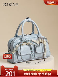 Blue Bowling Bag Style Handbag Womens Crossbody Sweet Lace Modern Neutral Style Zipper Closure Soft Fabric Lined Josiny Bag