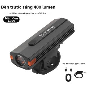 West Biking | Đèn Trước Xe Đạp Hợp Kim Nhôm Ánh Sáng Mạnh Đi Đêm Sạc USB