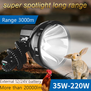【35W/55W/100W/220W】Super bright led searchlight spotlight rechargeable search light heavy duty emergency light xenon spotlight Spot lights hand flashlight strong light long range flashlight rechargeable heavyduty original work light led flashlight 12V