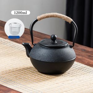 GIANXI Cast Iron Tea Kettle Overstove Tea Kettle Filter Tea Kettle Chinese Kung Fu Open Fire Boiling Water Teapot Tea Set