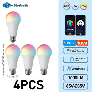 Bóng Đèn LED Thông Minh WiFi E27 TUYA Có Thể Điều Chỉnh Độ Sáng 10W RGBCW Ánh Sáng Đầy Màu Sắc 85-265V Tương Thích Với Alexa Google Home Để Điều Chỉnh Qua APP