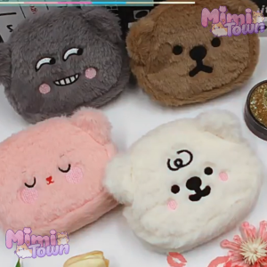 𐙚Túi đựng son môi tiền xu makeup đồ dùng cá nhân nhỏ xinh vải lông nhân vật gấu nâu trắng hồng cute cho bạn nữ