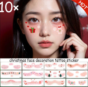 🔥Tiktok hot🔥Christmas Temporary Face Tattoo Patch Cartoon Cute Waterproof Facial Blusher Tattoo Sticker Facial Body Art Makeup Festival Party Decor Decal