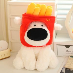 Cute French Fries Big Nose Dog Doll Boys and Girls Plush Toy Headband Puppy Doll Birthday Gift