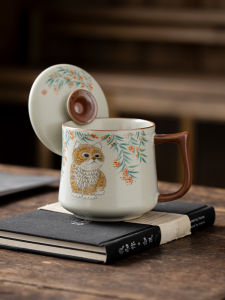 Ruyao Ceramic Cat Mugs Large Size Tea Cups Personal Use Single Cup Water Coffee Drinking Utensils Traditional Chinese Style