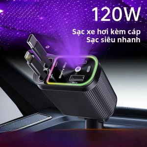 Tích Hợp Sạc Xe Hơi 120W Máy Chủ Nhanh Nhất Sạc Đa Năng Cho Apple Huawei Bộ Sạc Điện Thoại Di Động Bằng Nhựa