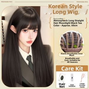 Natural Looking Black Straight Long Hair Full Wig