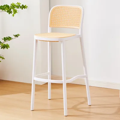 Thick Stacking Nordic Backrest Bar Chair with Rattan Imitation