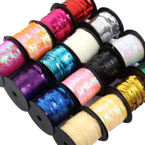 100 Yards Lot Colored Sequins Ribbon: Round Flat Laser Paillettes Trims Sequin For DIY Crafts Sewing Garment Bags Party Decoration