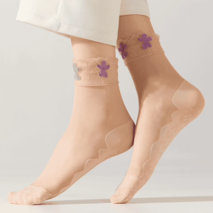 TANGJIXIONG | Slim Lacy Loosely-Knit Reinforced-Toe Cotton-Foot Anti-Slip Womens Socks