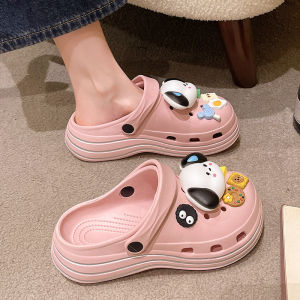 รองเท้าแตะแบบสวมสำหรับผู้หญิงในช่วงฤดูร้อนที่น่ารักและทันสมัย ​​รองเท้าแตะแบบสวมหัวกันลื่นพื้นหนาสำหรับใส่กลางแจ้ง