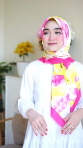 (Series Rushel) Hijab Jilbab Kerudung Segiempat Voal Motif Bunga Sublime / Kerudung Segi4 terbaru 2023 / Jilbab Segi Empat / Krudung Segi Empat Terbaru