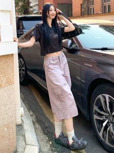 Retro Washed High Waist Straight Leg Casual Wide Leg Jeans Shorts Women Summer Thin American Style Spicy Workwear Seven Tenths Pants