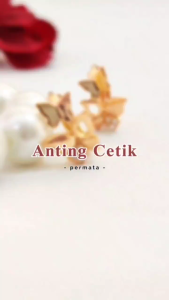 Nice Jewelry Anting dewasa cetik love polos permata lapis emas gold AT 182
