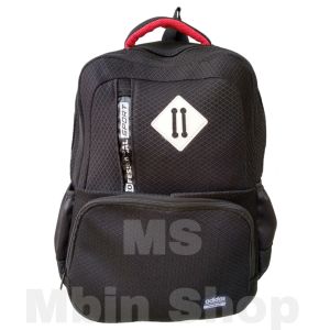 Tas ransel tas sekolah tas punggung multifungsi tas distro Nilon Serat Hitam