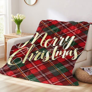 Beast Kingdom | Plaid Merry Christmas Printed Blanket Suitable For Sofa Beds Offices Travel Camping Chairs Warm Woolen Blankets