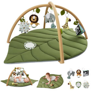 MLZH | Infant Play Gym Activity Mat with Pillow Fabric Book Hangings