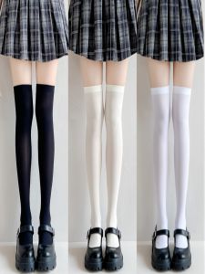 Womens Long Tube Socks JK Leggings Pressure Slimming Stockings Half Length over Knee Lace Velvet Solid Color Four Seasons