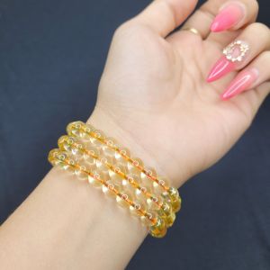 Q649 Chuỗi 3V Thạch Anh Vàng 7li Chất Lô Này Trong Veo Thấu Quang Soi Gương Được Ạ Thổ và Kim - Phong Thuỷ TUDO P