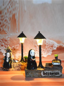 Creative Table Decoration Miyazaki Hayao Cartoon No Face Man Patron Saint Small Night Lamp Decoration Bedroom Student Gift Resin