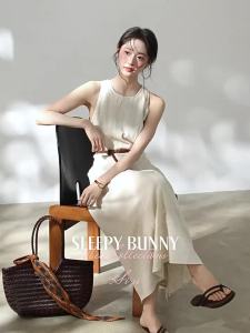 Slimming Sleeveless Aesthetic Cinch-waist Long Dress