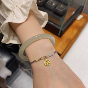 Young Womens Style Turandont Bracelet Ice Transparent Design Hefei Jade Gift for Girlfriend And Mom Fresh out Vintage Court Style