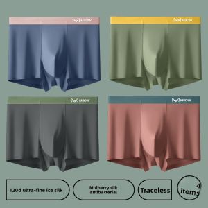 MiiOW | Mens Ice Silk Antibacterial Briefs Summer Thin Style Sporty Boxer Shorts Comfortable Breathable Mid Waist Youth Underwear