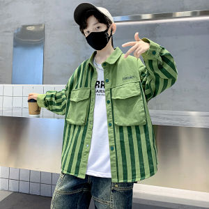 Cool Fashionable Long Sleeve Boys Shirt Autumn Jacket 2025 New Style Handsome Big Kids Workwear Trendy Boys Top Wave Pig Brand