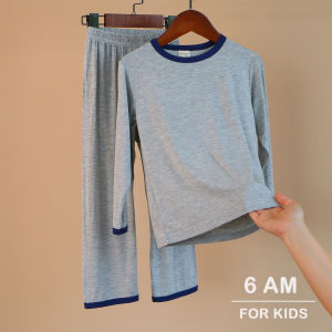 เสื้อชั้นในนอนคอตตอนโมดอลสำหรับเด็กชายและเด็กหญิง เสื้อแขนยาวหลวมๆ ระบายอากาศได้ดี ทรงหลวมๆ สำหรับใส่อยู่บ้าน