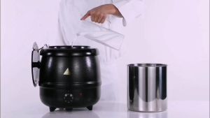 Restaurant Commercial Electronic Warm Soup Pot Warm Soup Pot Electric Heating Thermal Porridge Bucket 304 Inner Buffet Pot Warm Soup Stove Thermal Soup Bucket