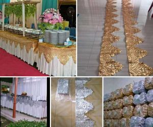 Order Renda poni meja saji  pesta bundar likar 4 meter lebar 35cm bahan lame import busa tebal khas dekorasi adat Indonesia