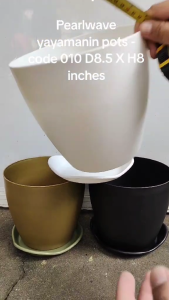 Pearlwave Yayamanin Pots for Plants White D8.5xH8 Inches No. 010 | Premium Classy Plastic Planter | Ideal for Gardening