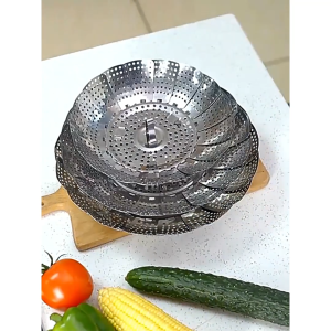 Khay Hấp Inox Vỉ Hấp 3 Chân Có Móc Nhấc Điều Chỉnh Độ Mở Phù Hợp Mọi Loại Nồi Hấp-CA666