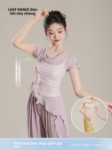Áo Tập Khiêu Vũ Cổ Điển Xếp Nếp Quần Áo Khiêu Vũ Hiện Đại Áo Cổ Bồng Hoa Cổ Điển Áo Tập Khiêu Vũ Thể Thao Nữ