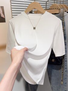 Womens Slim Fit round Neck Five Sleeve T-Shirt Thread Cotton Spring Summer Autumn Inner Wear Outer Wear Breathable Moisture Wicking