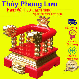 Ngai bàn thờ mini gỗ hương sơn son thếp vàng 18x18 Cao 18cm