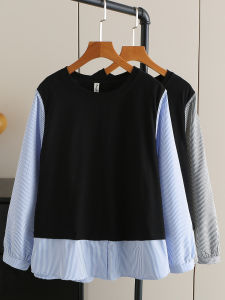 เสื้อเชิ้ตผู้หญิงทรงหลวมสไตล์ลำลองแขนยาวลายทางคอปก 2025 เสื้อสองชิ้นฤดูใบไม้ร่วง เสื้อแขนยาวทรงหลวมสไตล์ลำลอง